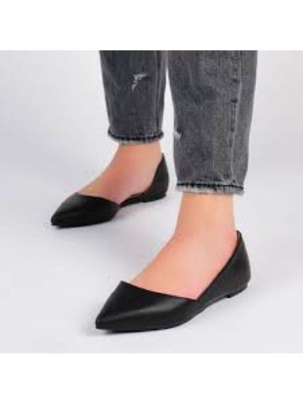 Women’s Journee Collection Cortini D’orsay Black Faux Leather Flats Size 8.5 US!
